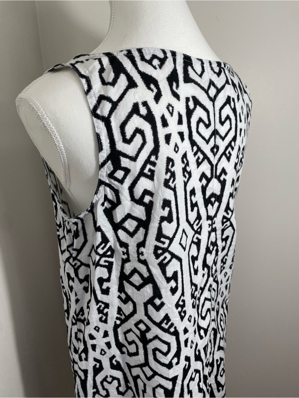 J. Jill Black and White Abstract Linen-Blend Dress Petite Small - Picture 5 of 16